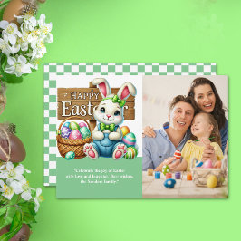 "Easter Wishes! Lovely Bunny with Family Picture" 招待状