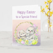 Easter Wishes Special Friend Cute Animals  Bunny カード (黄色い花)