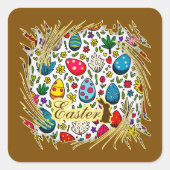 Easter Wreath – Spring Bunny - Autocolante スクエアシール (正面)