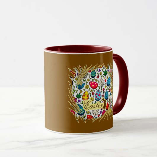 Easter Wreath – Spring Bunny Decoration caneca マグカップ (正面右)