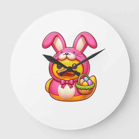 Easter Yellow Rubber Duck Cruise Ship Cruising Duc ラージ壁時計 (正面)