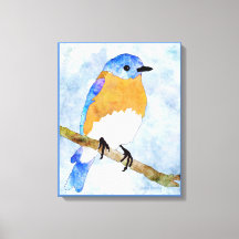 Eastern Bluebird – オス – 水彩スタイルキャンバス