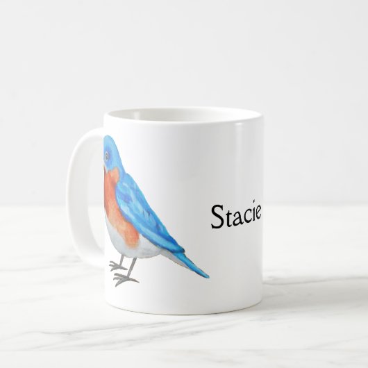 Eastern Bluebird Bird Watcherパーソナライズされたという名前 コーヒーマグカップ (正面左)