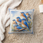 Eastern Bluebirds Perched REF26 - Watercolor クッション (ブランケット)