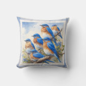 Eastern Bluebirds Perched REF26 - Watercolor クッション (正面)
