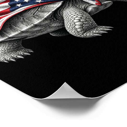 Eastern Box Turtle 4th Of July Aamerican Flag ポスター (角)