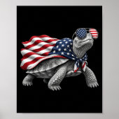 Eastern Box Turtle 4th Of July Aamerican Flag ポスター (正面)