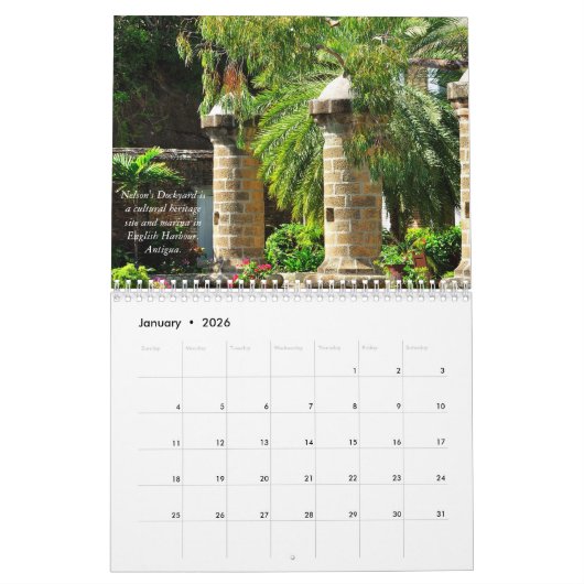 Eastern Caribbean Calendar for 2026 カレンダー (1月 2026)