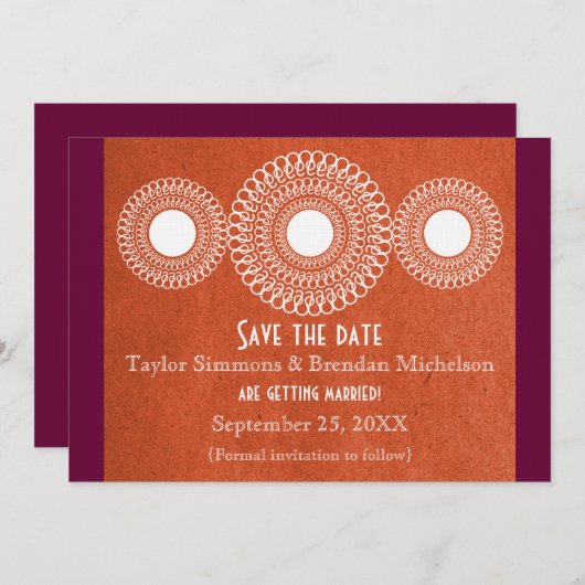 Eastern Far Sunset Chic Save the Date 招待状 (正面/裏面)