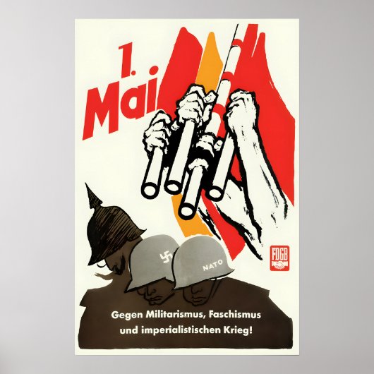 Eastern Germany Propaganda Poster FDGB 1st of May ポスター (正面)