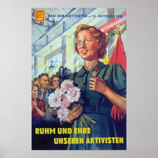 Eastern Germany Propaganda Poster FDGB glory and ポスター (正面)
