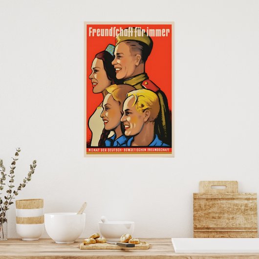 Eastern Germany Propaganda Poster Soviet ポスター (キッチン)