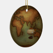 Eastern Hemisphere Steampunk Map & Hot Air Balloon セラミックオーナメント (右)
