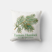 Eastern Hemlock Botanical Branch Throw Pillow クッション (正面)