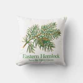 Eastern Hemlock Botanical Branch Throw Pillow クッション