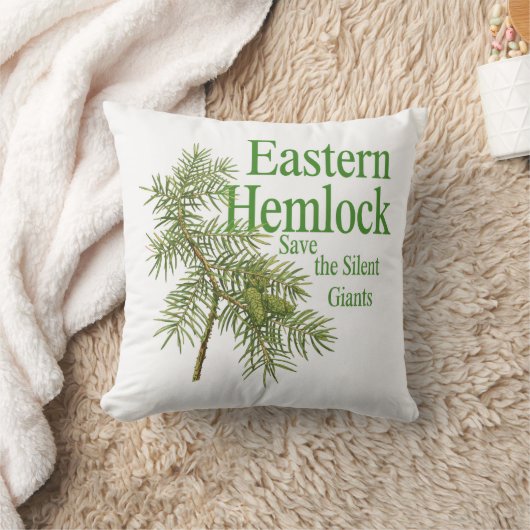 Eastern Hemlock Botanical Nature Decor Pillow クッション (ブランケット)