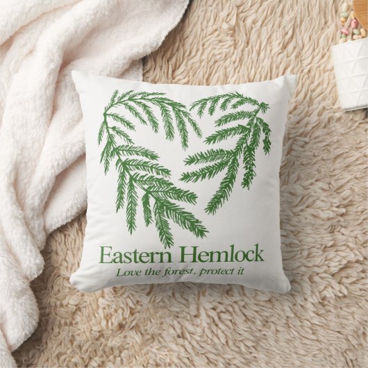 Eastern Hemlock Heart Nature Decorative Pillow クッション (ブランケット)