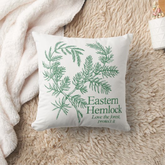 Eastern Hemlock Love the Forest Throw Pillow クッション (ブランケット)