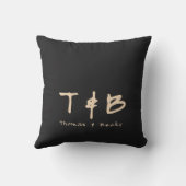 Eastern Minimal Initials and Name on Black クッション (裏面)