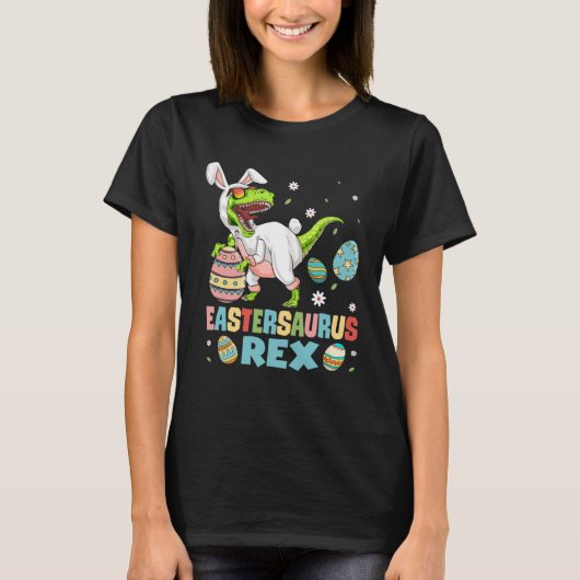 Eastersaurus Rex Trex Easter Bunny Dino Boys Kids  Tシャツ (正面)