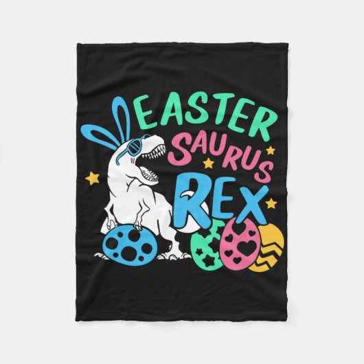 Eastersaurus T-rex Easter Day Tee, Cute Easter Bun フリースブランケット (正面)