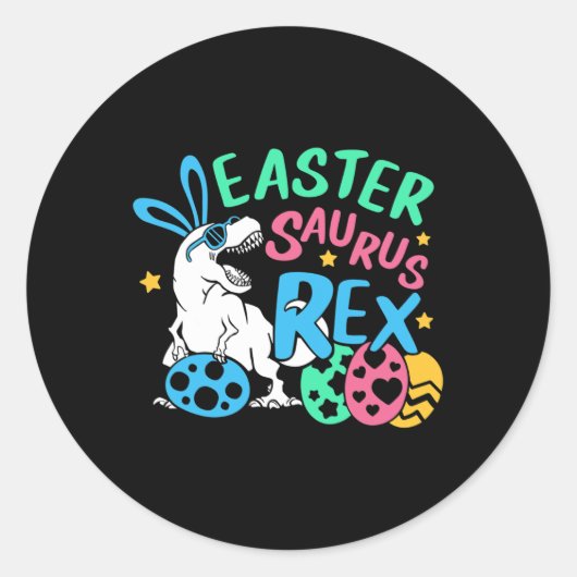 Eastersaurus T-rex Easter Day Tee, Cute Easter Bun ラウンドシール (正面)
