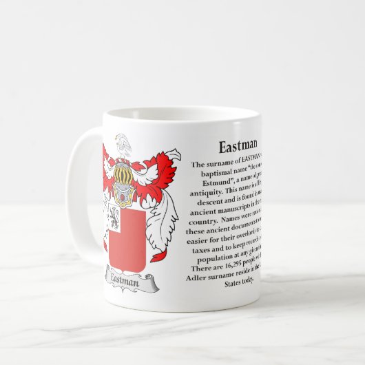 Eastman家族の紋章付き外衣 コーヒーマグカップ (正面左)