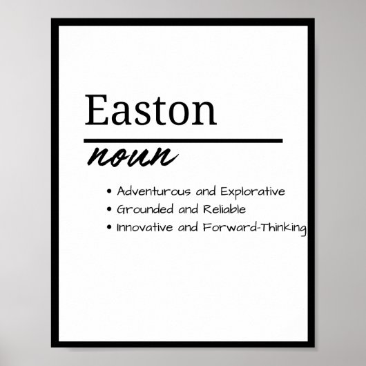 Easton、男のパーソナライズされた子の名前定義 ポスター (正面)