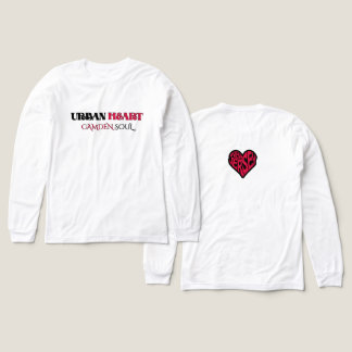 EASTSIDE VIBES URBAN HEART ホワイト ピンク ロングスリーブ トライブレンドTシャツ