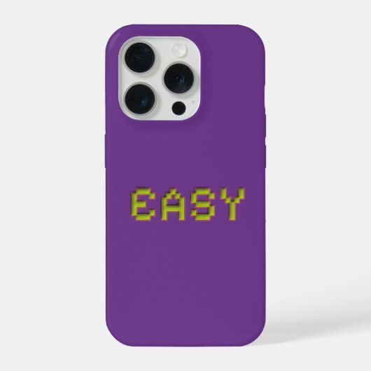 EASY ネオン ピクセルアート iPhoneケース - パープル 3D ゲーミング iPhone 15 Proケース (裏面)