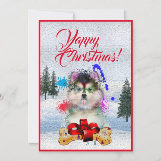 Easy Custom Funny Pomsky Dog Christmas Card 案内状 (正面)