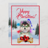 Easy Custom Funny Pomsky Dog Christmas Card 案内状 (正面/裏面)