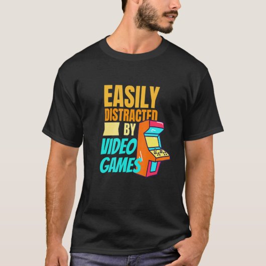 Easy Distracted By Video Games Gaming Nerd 1 Tシャツ (正面)