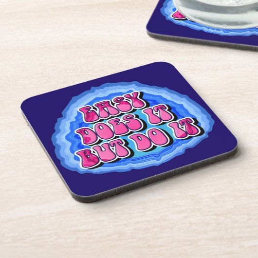 Easy Does It Geode 12 Step AA Recovery Slogan コースター (左側)