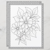 Easy Elegant Floral Coloring Page (正面/裏面)