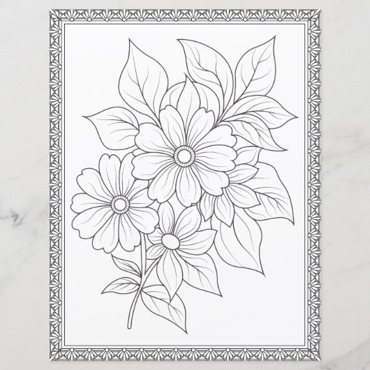 Easy Elegant Floral Coloring Page (正面)