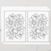 Easy Elegant Floral Coloring Page  (正面/裏面)
