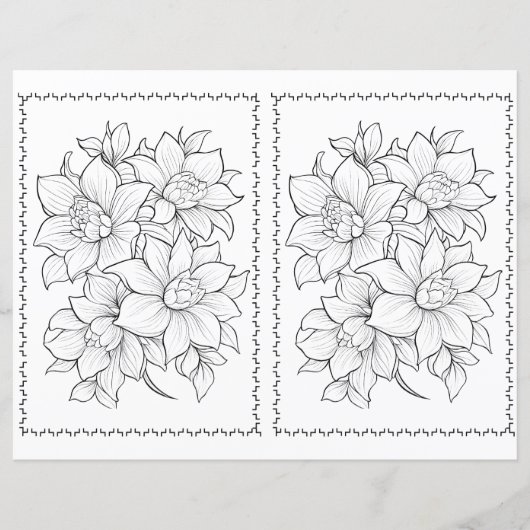 Easy Elegant Floral Coloring Page  (正面)