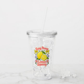 Easy Peasy Lemon Squeezy – Lemons and Flowers アクリルタンブラー