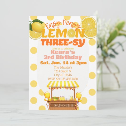 Easy Peasy Lemon Three-sy, Lemon 3rd Birthday 招待状 (スタンド正面)