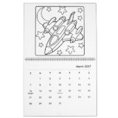 Easy Space Coloring Calendar カレンダー (3月 2027)