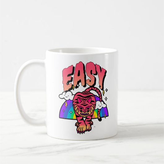 EASY Tiger Classic Mug – Retro Rainbow Fierce Fun コーヒーマグカップ (左)