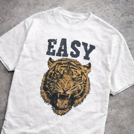 EASY Tiger Funny Vintage Distressed Typography Tシャツ
