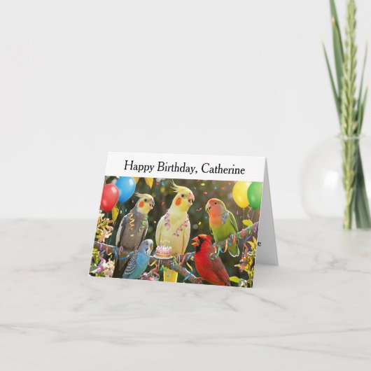 Easy to Customize Unique Bird Lover Birthday カード (正面)