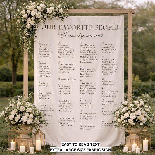 Easy To Read Big Fabric Wedding Seating Chart Sign タペストリー