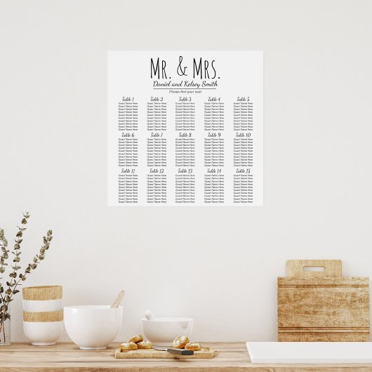 Easy Wedding Seating Chart - More Tables | Poster ポスター (キッチン)