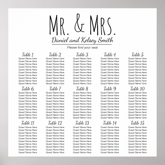 Easy Wedding Seating Chart - More Tables | Poster ポスター (正面)