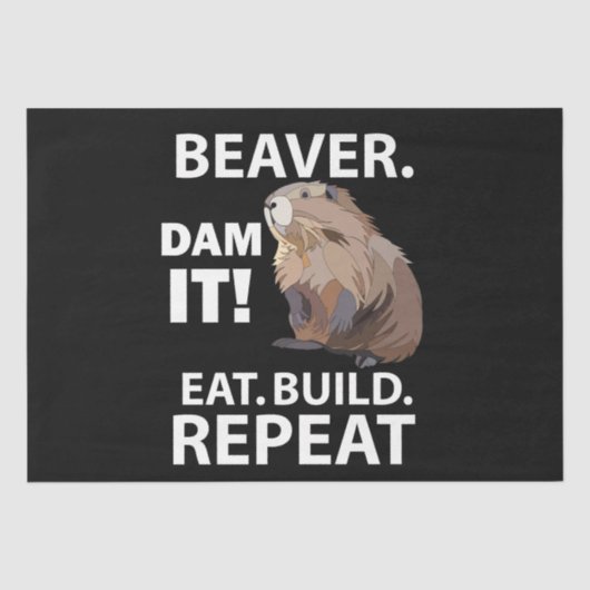 Eat Build Repeat かわいいビーバー動物 薄葉紙 (正面)