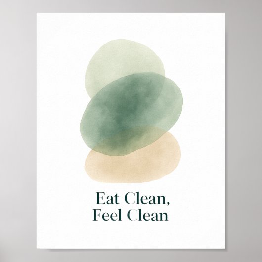 Eat Clean Feel Clean Abstract Kitchen Print ポスター (正面)