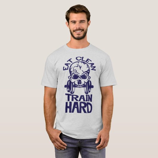 eat_clean_train_hard_citation_musculation_mort_tet tシャツ (正面フル)